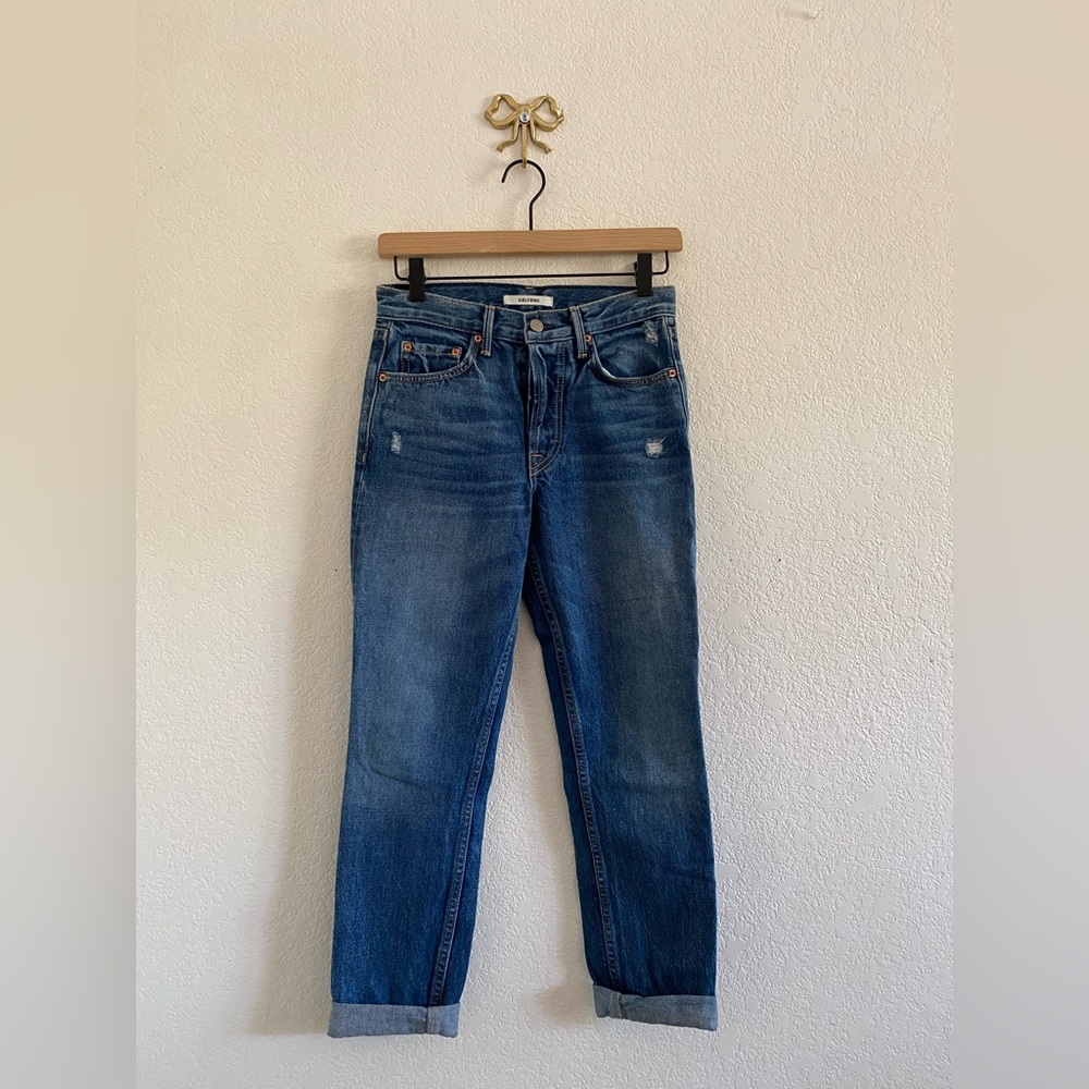 GRLFRND Karolina Mid-Rise Jeans Size 26 Petite Close To You Wash Button Fly